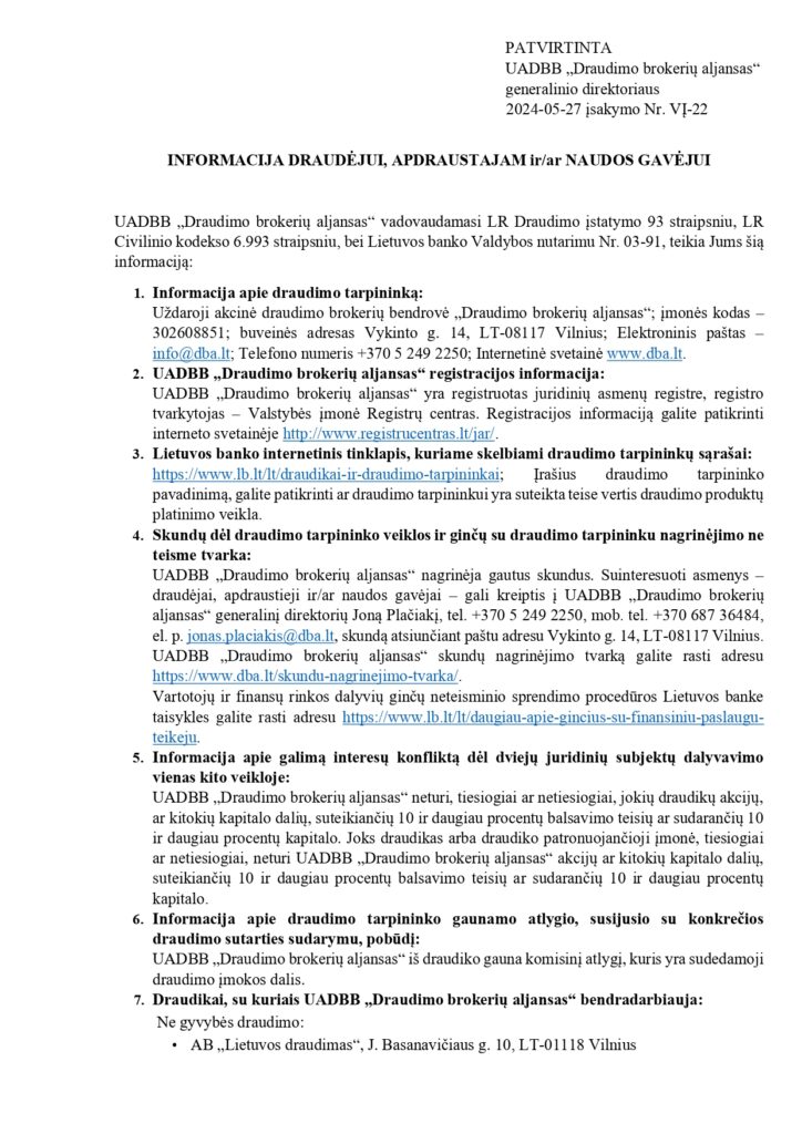 Informacija klientui
